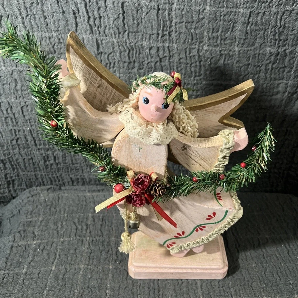 Vintage Wooden Angel Figurine Christmas Décor – 13